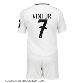 Camisa de time de futebol Real Madrid Vinicius Junior #7 Replicas 1º Equipamento Infantil 2024-25 Manga Curta (+ Calças curtas)